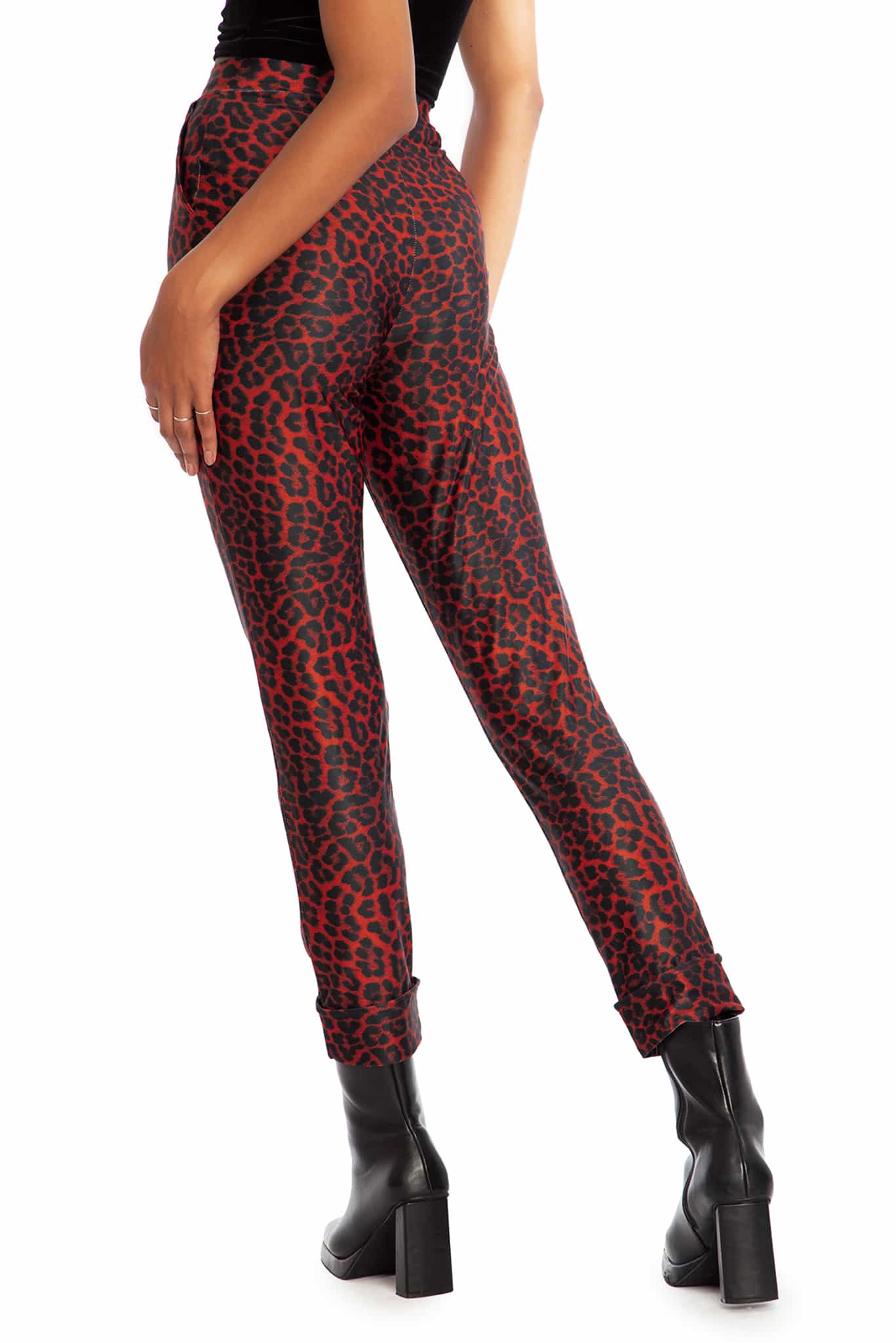 Claws Out Red Matte Cuffed Pants - Image 2