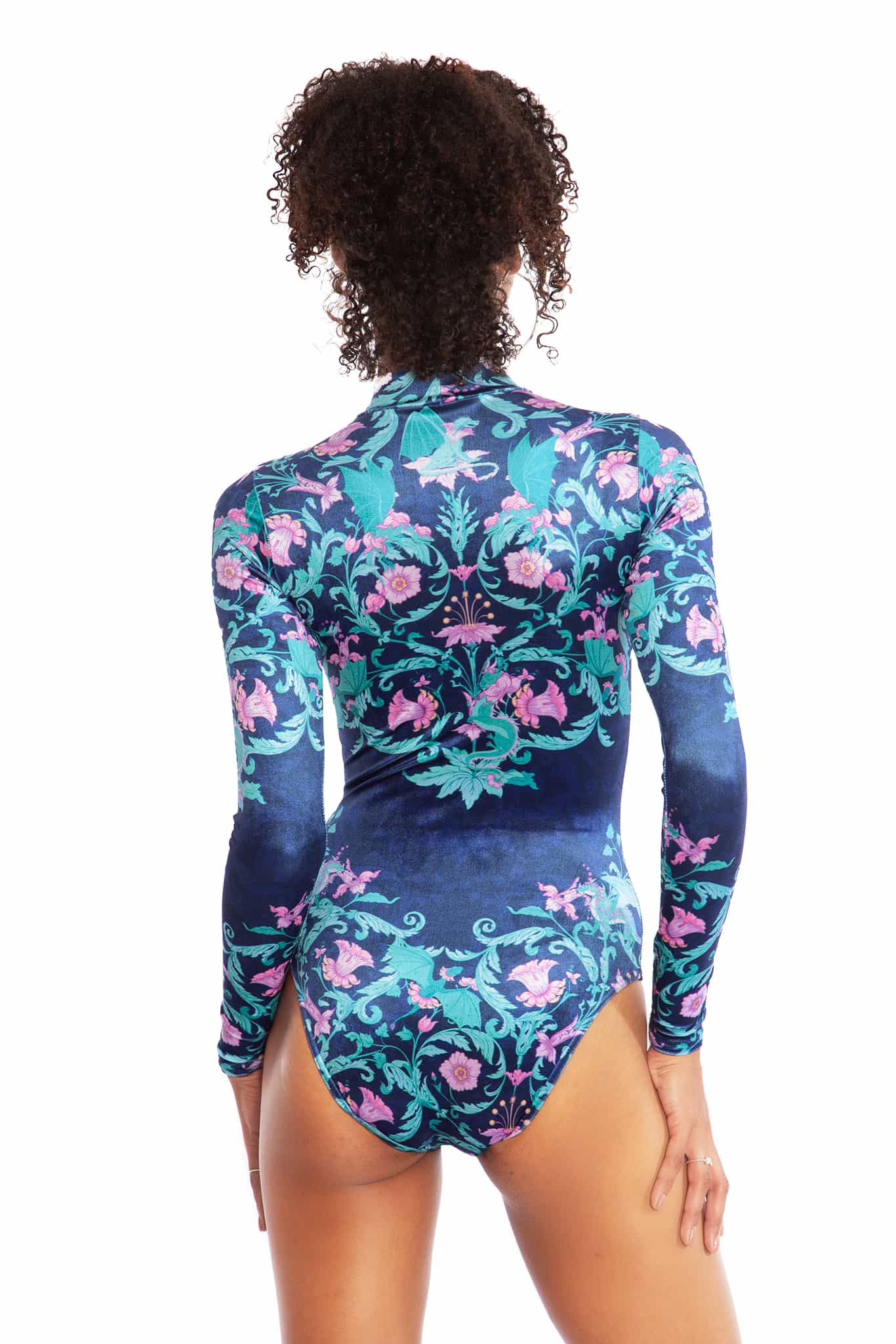 Dragon Garden Velvet High Neck Long Sleeve Bodysuit - Image 2