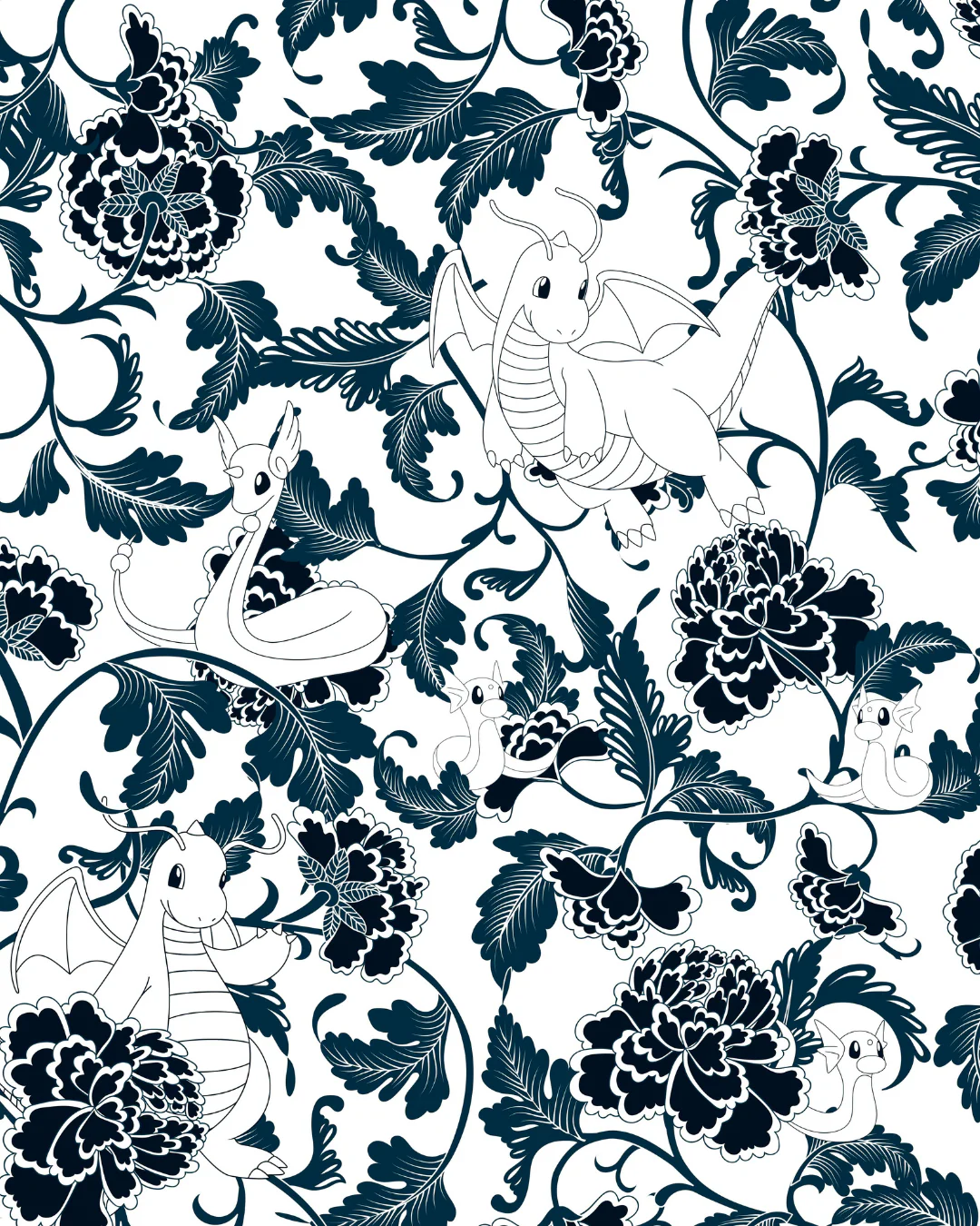 Dratini Evolution Porcelain Cap Sleeve Scoop Maxi Dress - Image 3