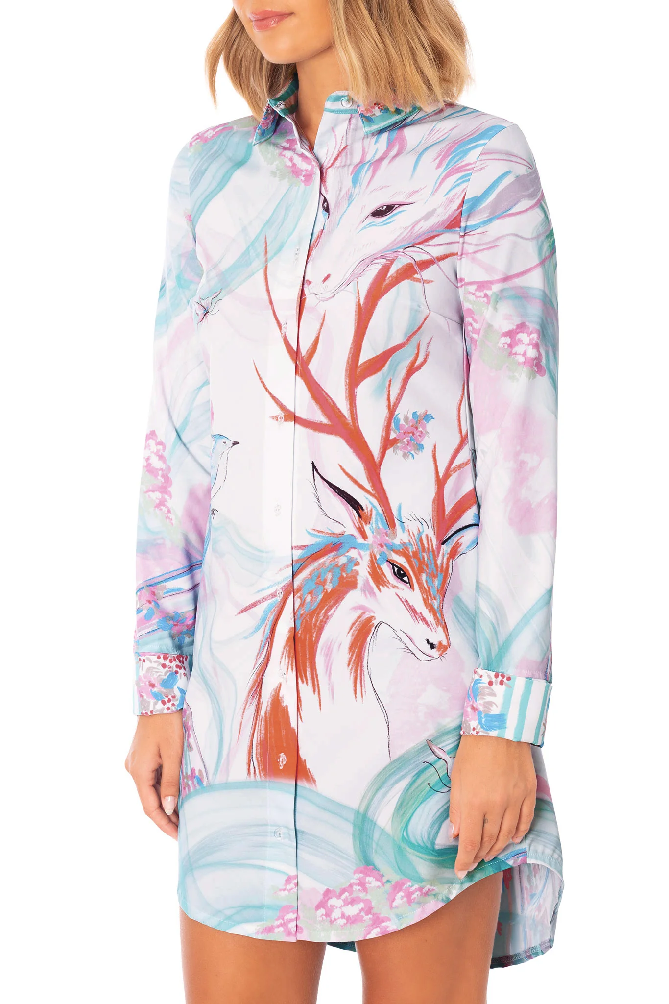 Garden of the Shénshòu Long Sleeve Business Time Shirt Dress - Image 8