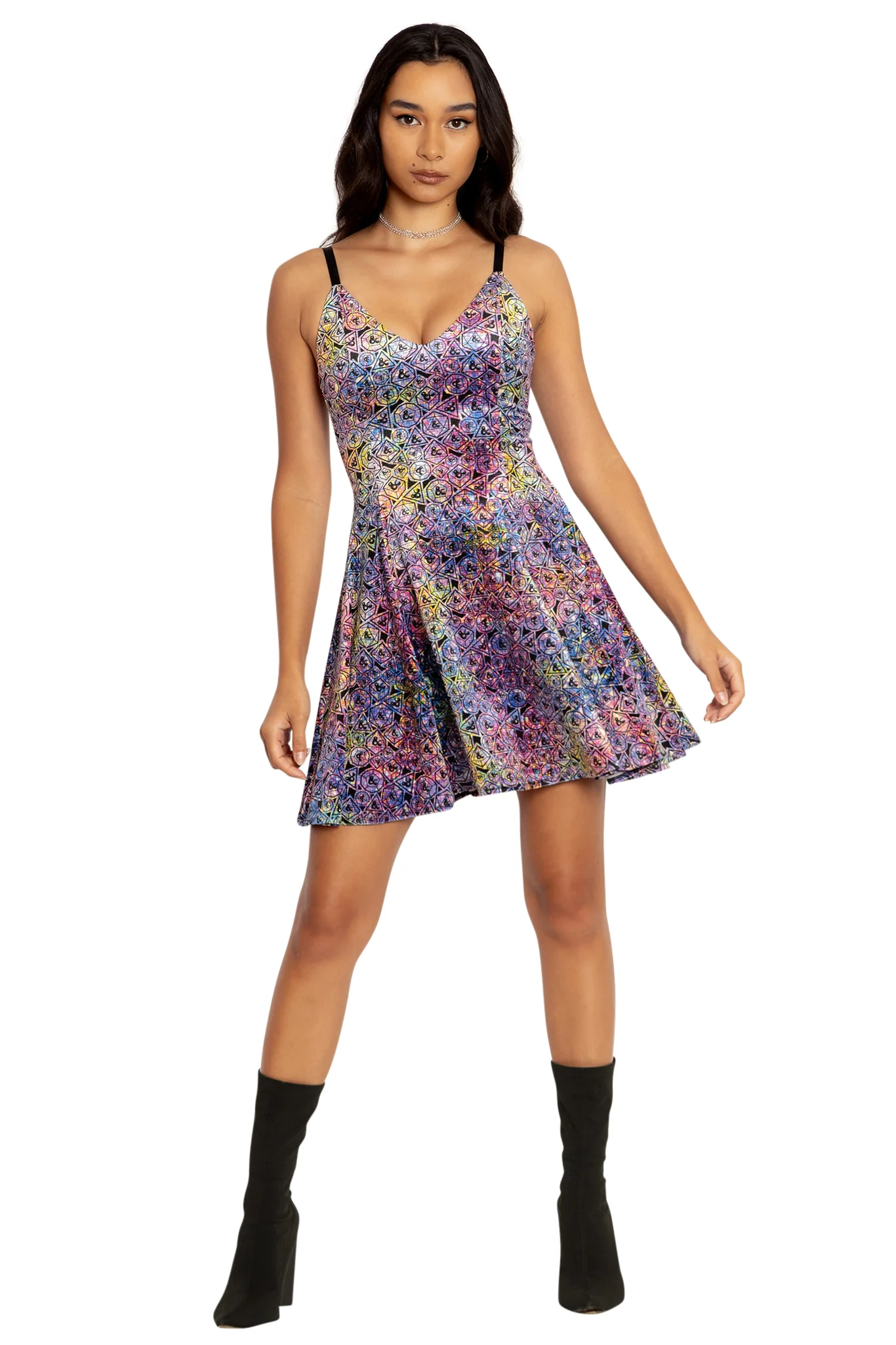 Glitter Dice Velvet Mini Strappy Dress - Image 2