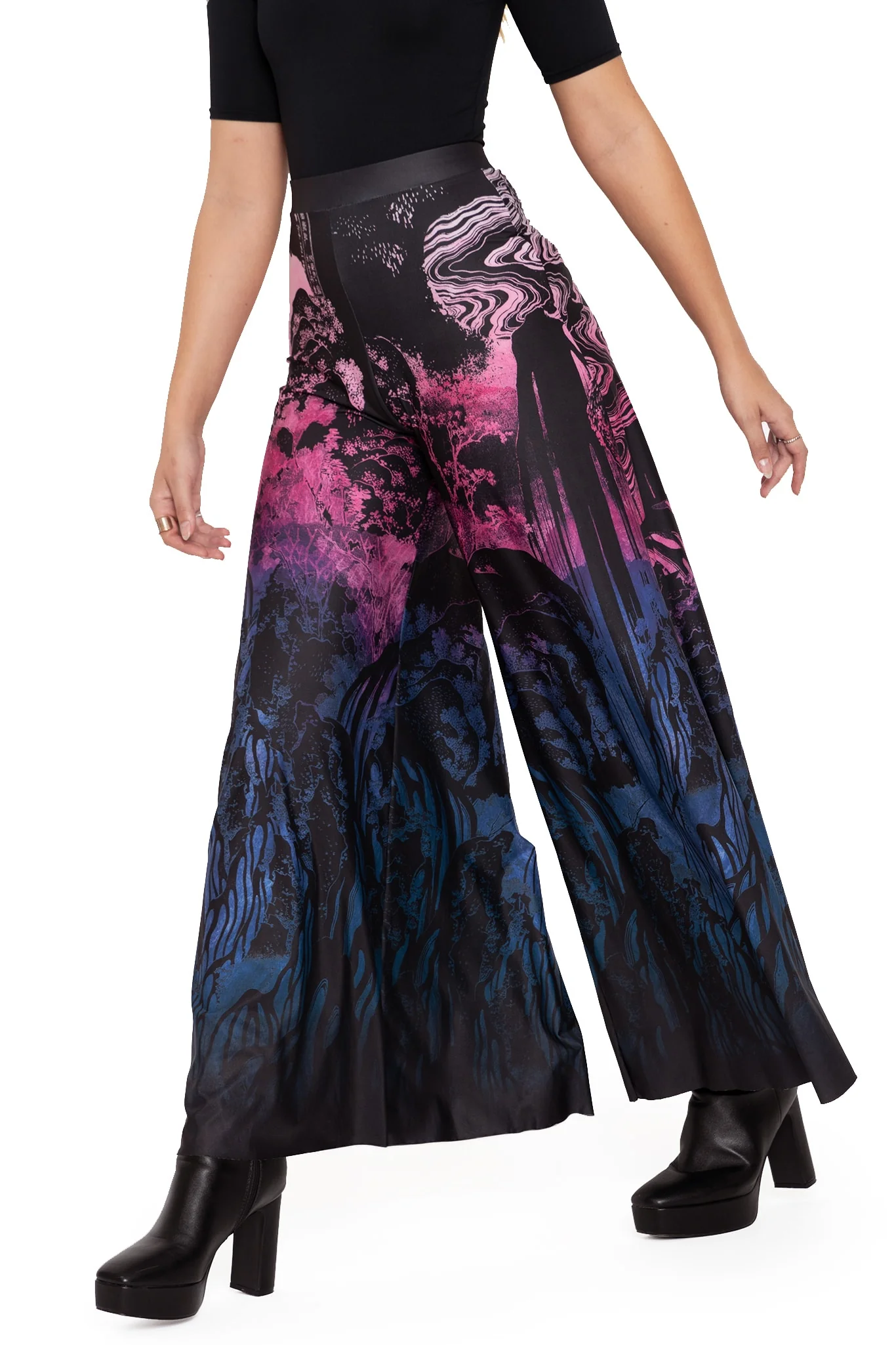 Hokusai's Waterfalls Palazzo Pants - Image 5