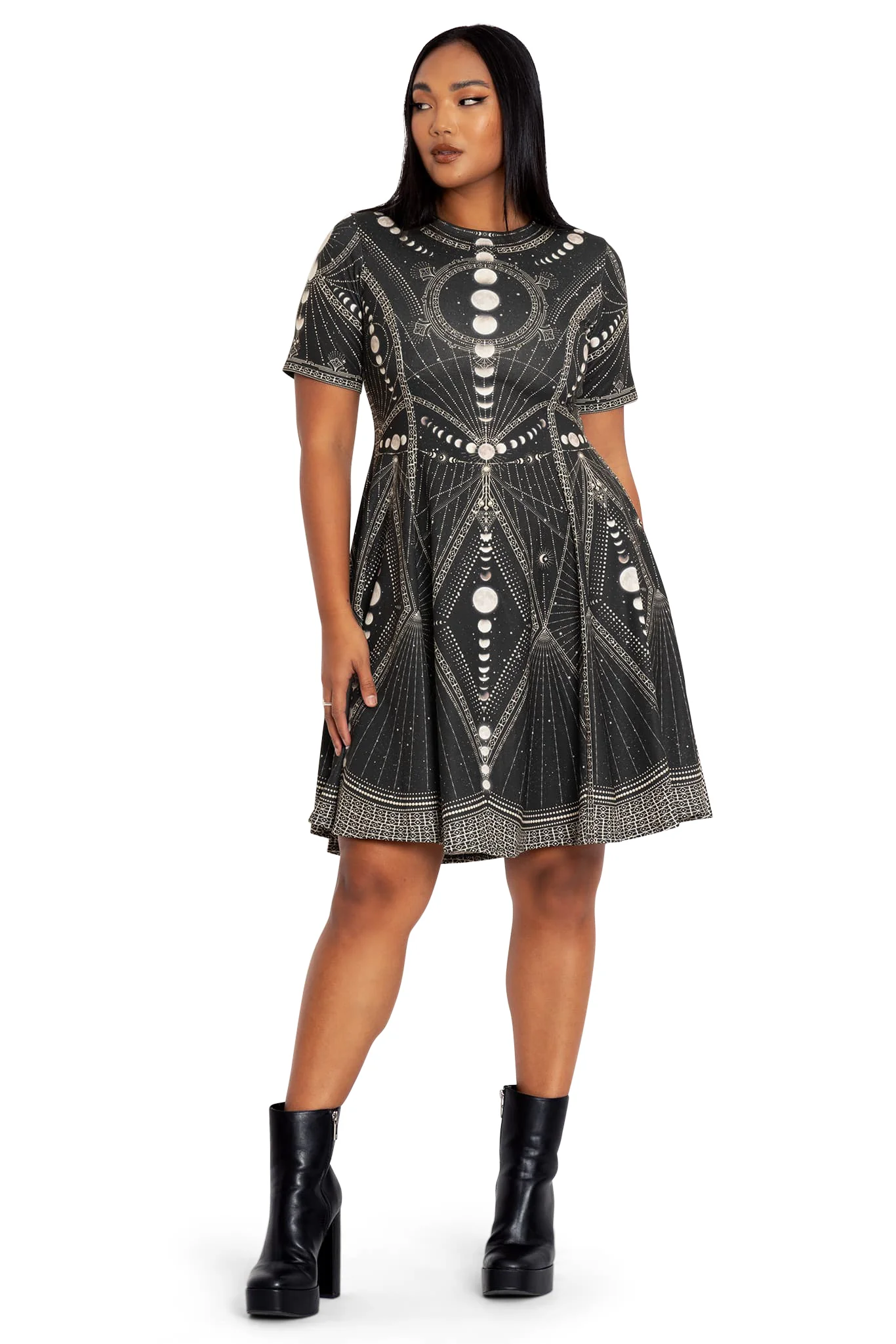 Moon Phases Longline Evil Tee Dress