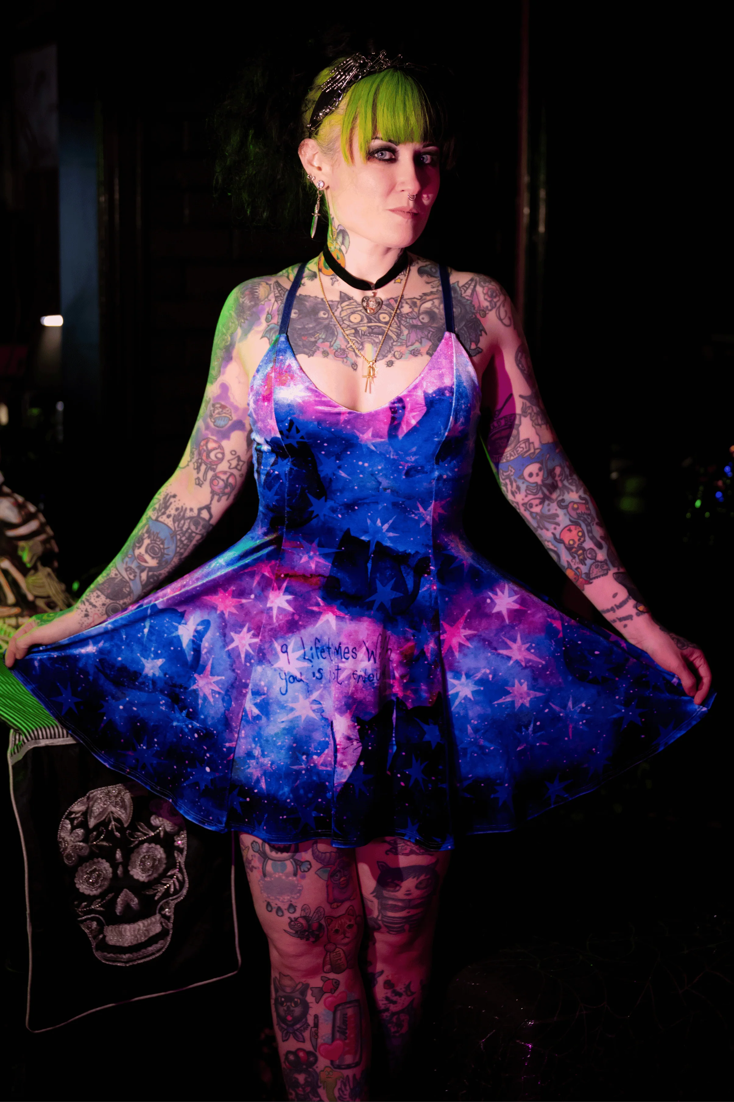 Nine Lives Velvet Mini Strappy Dress - Image 6