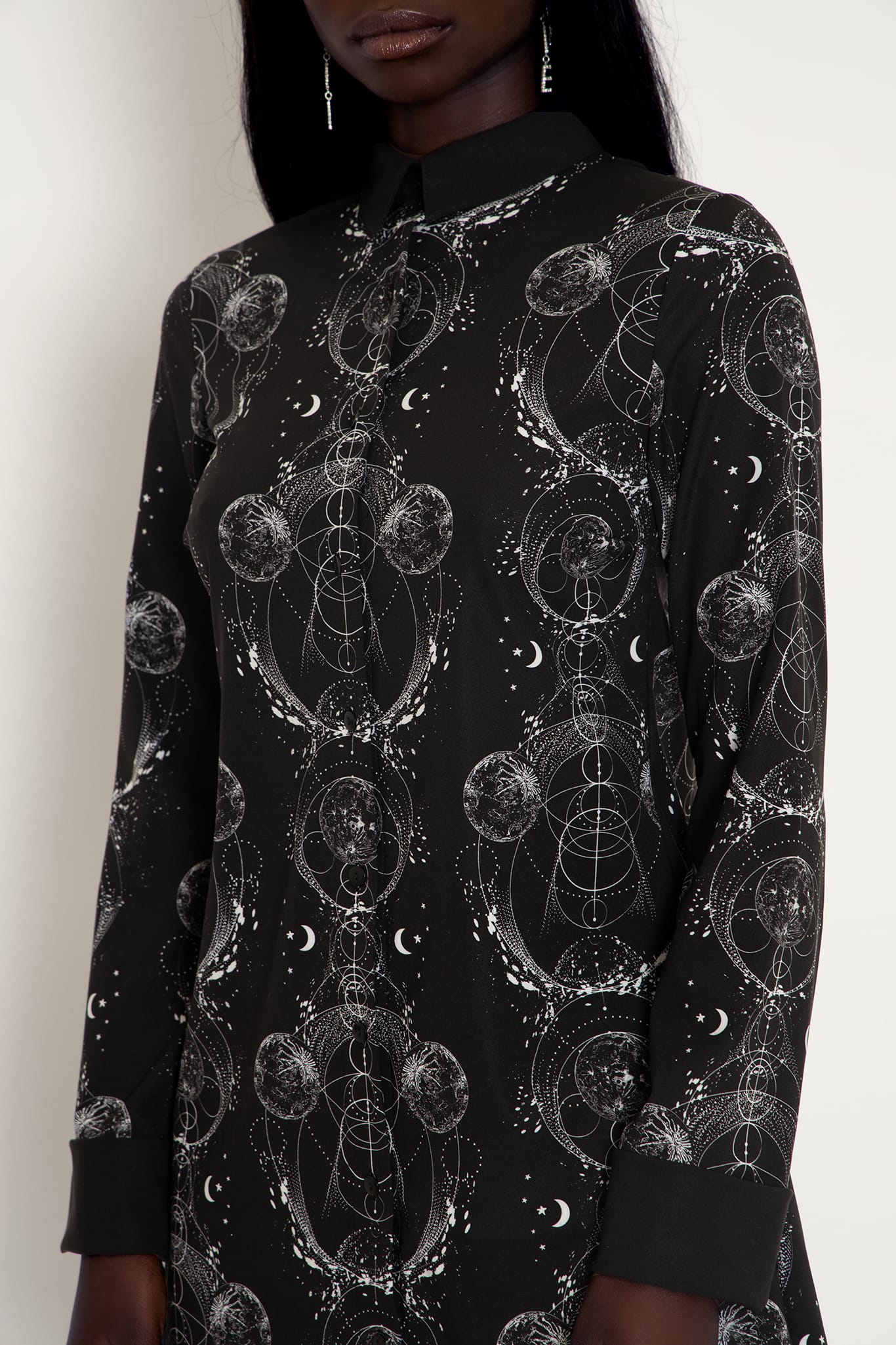 Sacred Orbit Long Sleeve Business Time Shirt Dress - Image 6