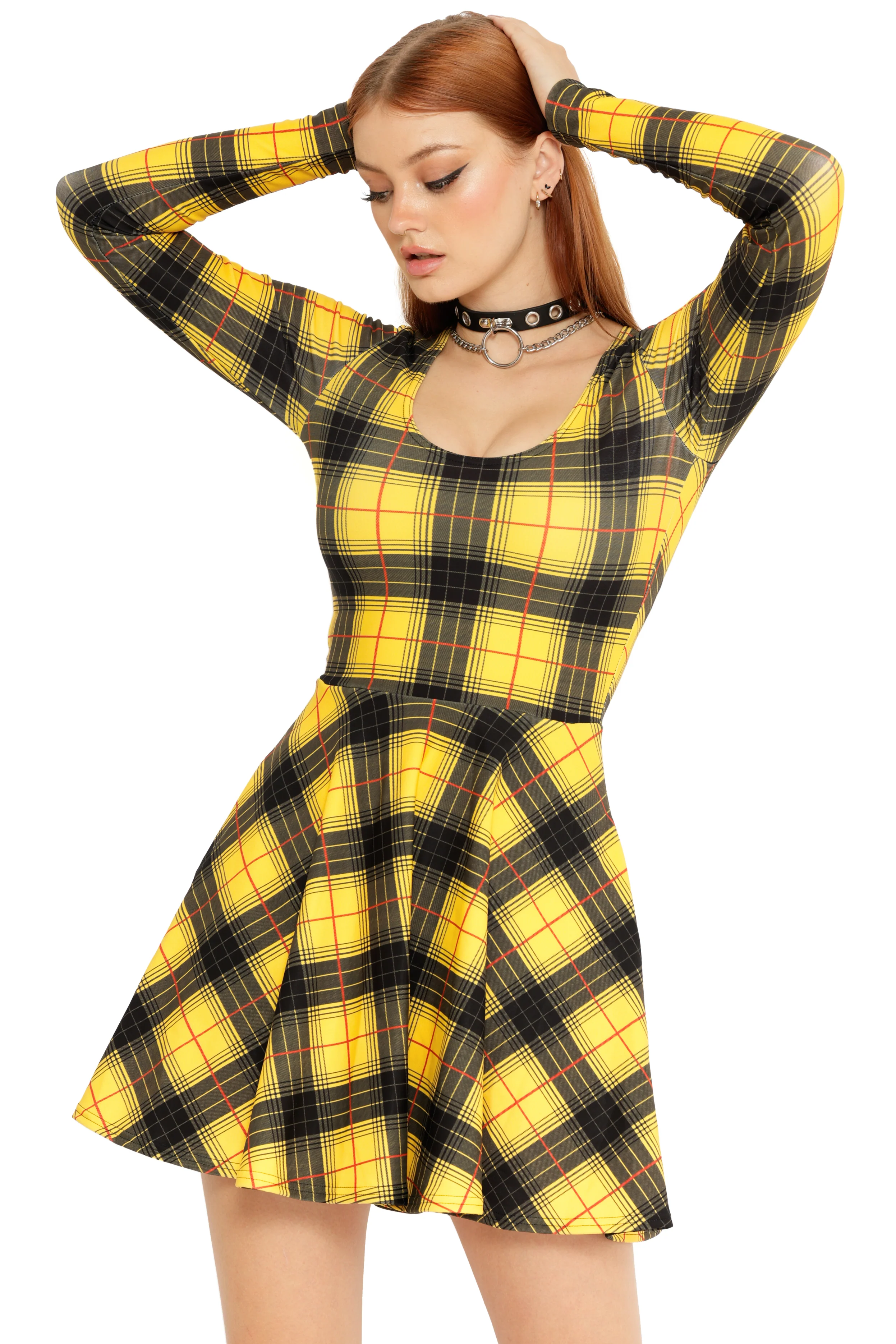 Tartan Grunge Toastie Long Sleeve Skater Dress - Image 2