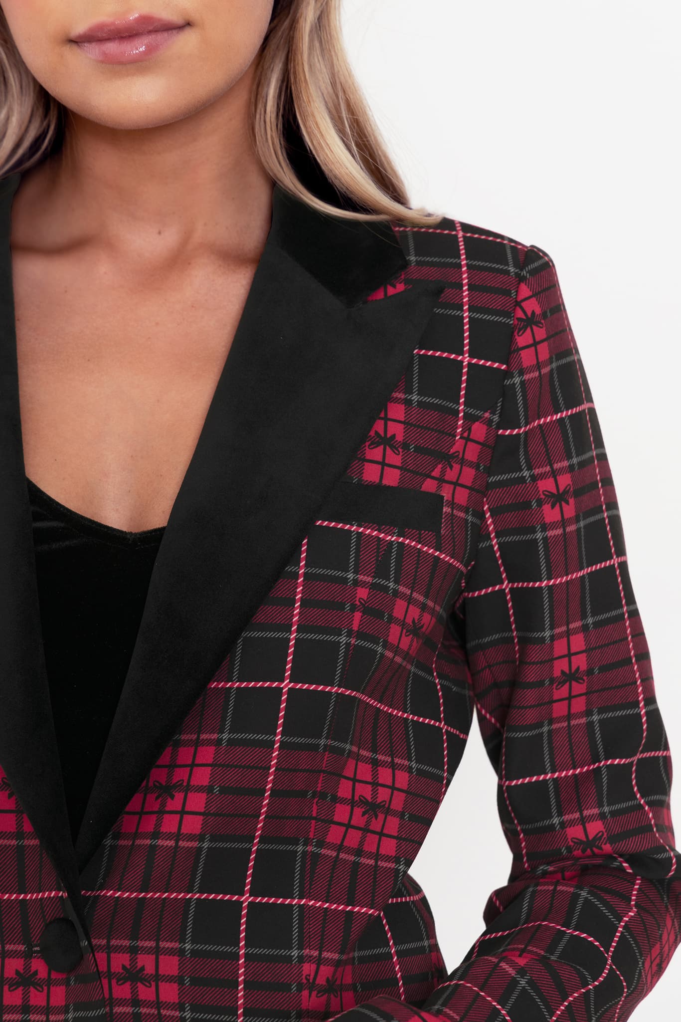 Tartan Ribbon Cropped Blazer - Image 7