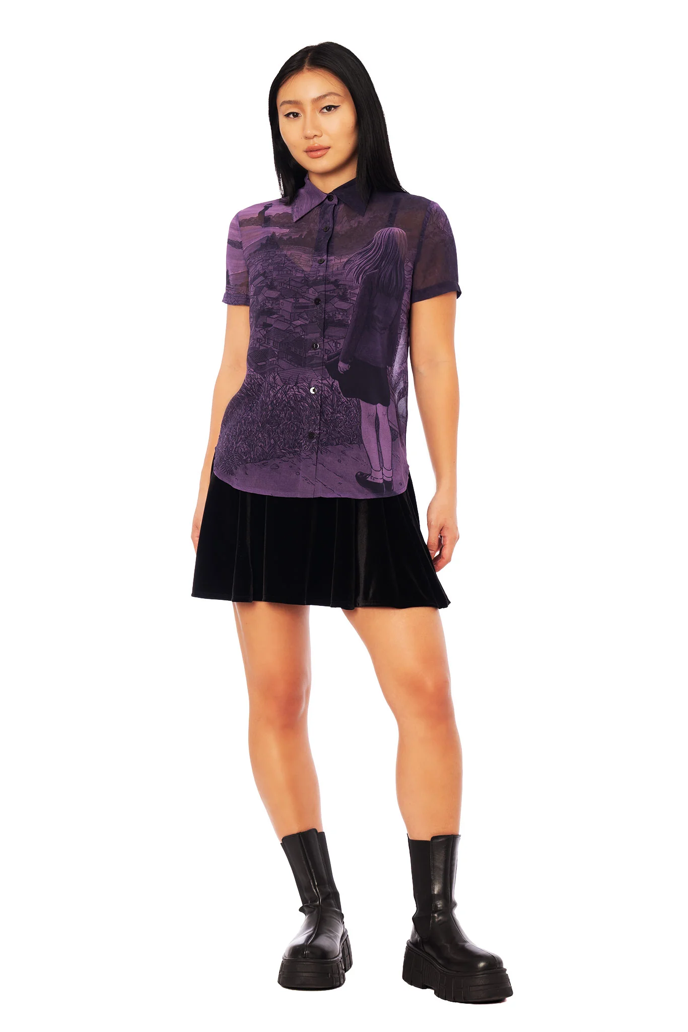 The Black Vortex Cute As Button Sheer Shirt - Image 3