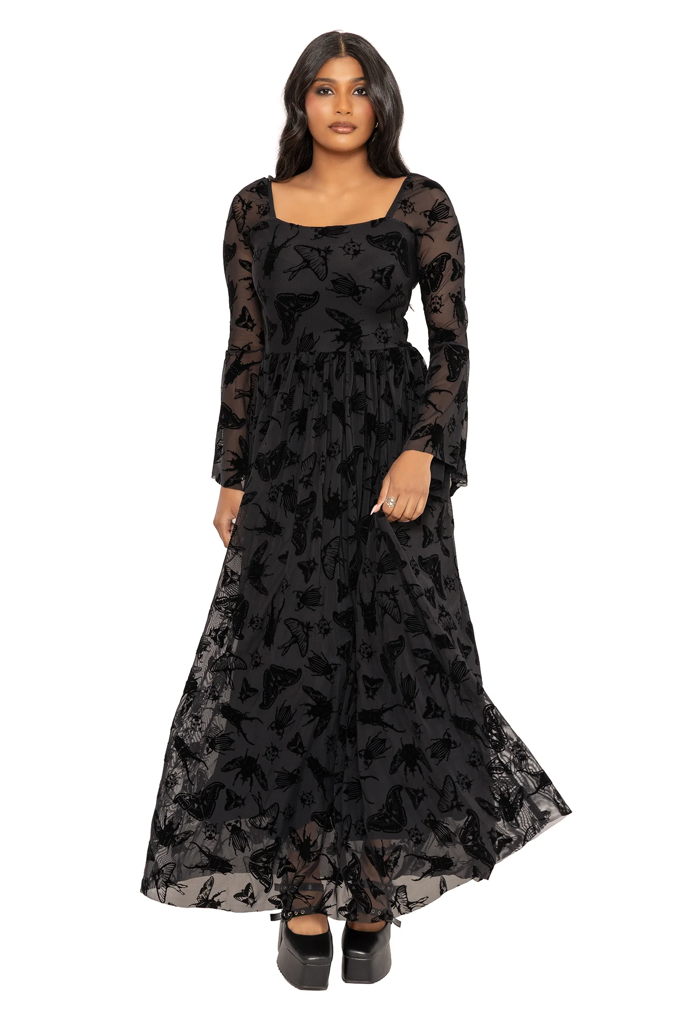 The Swarm Squared Up Flare Sleeve Maxi Dress - Image 6